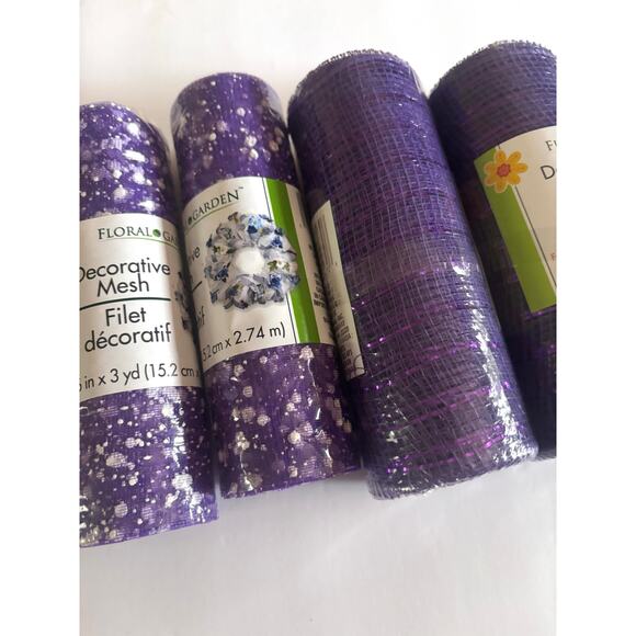 Decorative Mesh Crafting Wreath making Floral Ribbon Purple 6 inch wide - Picture 4 of 9